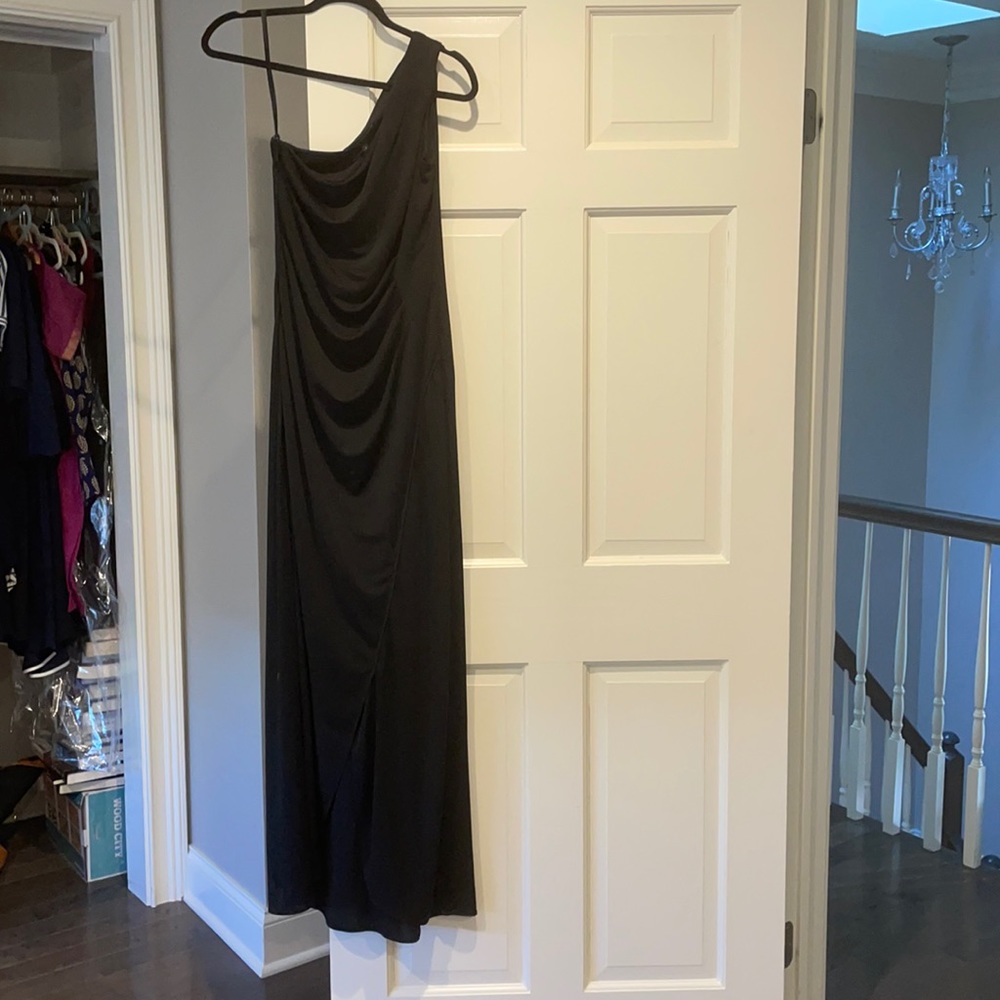Long, black, one shoulder Courtney BCBG dress